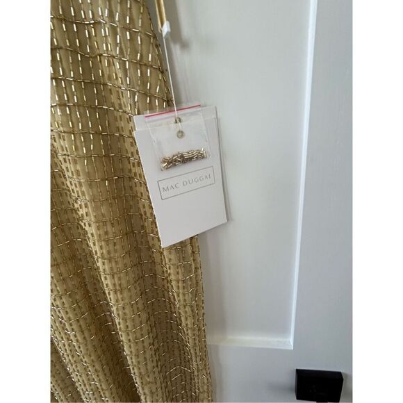 Mac Dugal Beaded V Neck Lined Column Empire Waist Gown Gold Women's Size 4 5625 - Picture 8 of 11